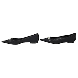 Dior-DIOR BALLET FLATS OBLIGUE BLACK CANVAS 36 BLACK CANVAS FLAT SHOES-Black