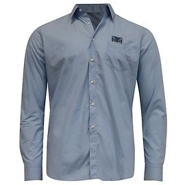 Fendi Monster Patch Langarmshirt aus blauer Baumwolle Blau Hellblau