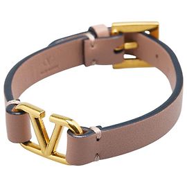 Pulseira de couro com logo Valentino Garavani Marrom Bege