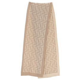 Fendi FF Monogram Schal aus beigem Wolle Beige