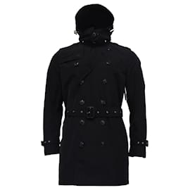 Burberry- Burberry Delsworth Detachable Hood Trench Coat in Black Polyester-Black