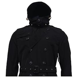 Burberry- Burberry Delsworth Detachable Hood Trench Coat in Black Polyester-Black