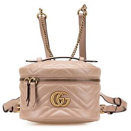 Gucci GG Marmont Leder-Rucksack Braun Beige