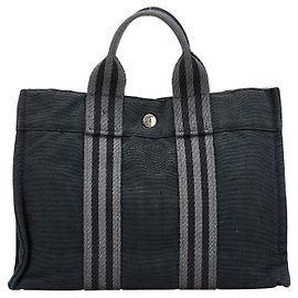 Hermès Herbag Canvas Tote Bag Schwarz