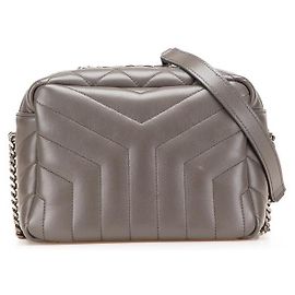 Yves Saint Laurent Bolsa de ombro em couro Loulou Y Stitch da Saint Laurent Cinza