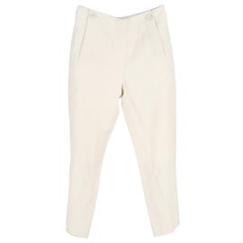 Calças retas de cintura alta Chloé em algodão branco Branco Cru