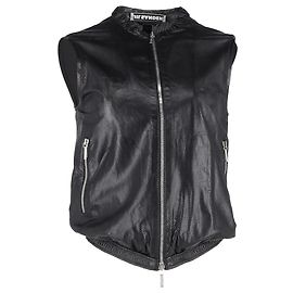 Veste sans manches zippée perforée Jil Sander en cuir noir Noir