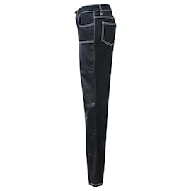 Givenchy- Givenchy Mid-Rise Straight-Leg Jeans in Black Leather and Cotton-Black