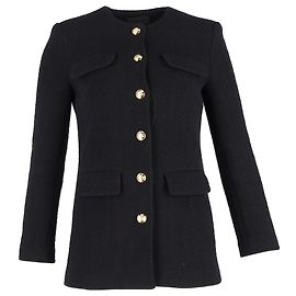 Blazer de tweed negro en algodón con detalles de botones Nili Lotan Negro
