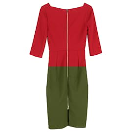 Roland Mouret-Roland Mouret Crepe Midi Dress in Red Viscose-Red