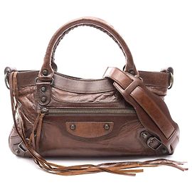 Balenciaga Le Premier Sac à Main en Cuir Marron Marron