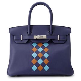 Hermès Borsa Tote Hermes Birkin 30 in blu Traceage Blu
