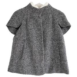 Prada Fall 2007 Mink Collar Tweed Jacket Grey Dark grey