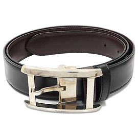 Cinto Cartier de couro preto e marrom Marrom Preto
