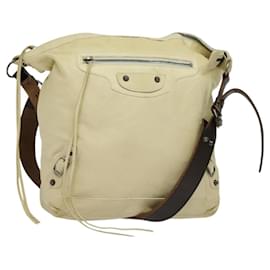 Balenciaga-BALENCIAGA The Day Shoulder Bag Leather Beige Auth bs27200-Beige