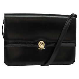 Borsa a spalla Christian Dior in pelle nera e oro Auth BA3321 Nero D'oro