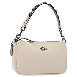Coach Accessory Pouch Leather Ivory Auth am8742 Cream