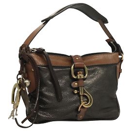 Chloé Kerala Borsa a mano in pelle nera e oro Auth mr1458 Nero D'oro
