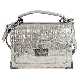 The Kooples Bolsa de mão de couro prateado Prata
