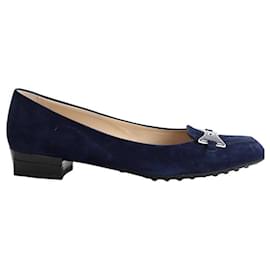 Tod's-Navy suede ballerinas-Navy blue