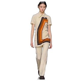 Vestido Akris Zipe Estampado Creme Cru