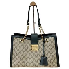 Bolsa Tote Padlock em Canvas GG Supreme da GUCCI Preto Bege