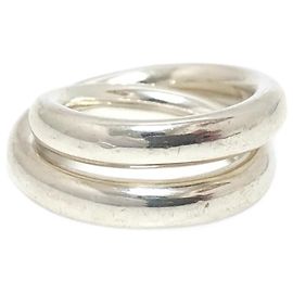 Hermès Hermes Vertige Silver Band Ring Silvery