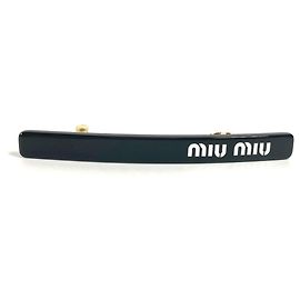 Accessorio per capelli logo Miu Miu Nero Bianco