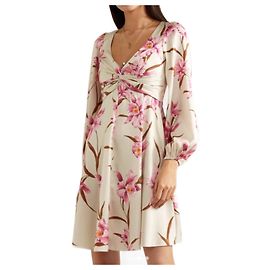Vestido Zimmermann Corsage Knot Floral Rosa de Seda Rosa