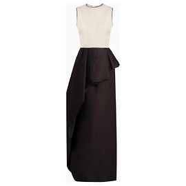 Dior Vestido de Cetim Preto e Branco Preto Branco