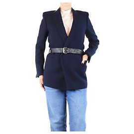 Saint Laurent Marineblauer Wollblazer mit Gürtel - Größe UK 12 Blau