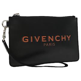 Givenchy-GIVENCHY Leather Pouch with Silver Accents-Black