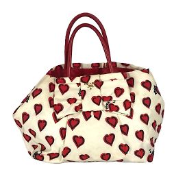 Prada Herz-Logo-Handtasche Weiß Rot
