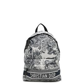 Zaino in nylon blu navy e bianco Christian Dior Bianco Blu navy