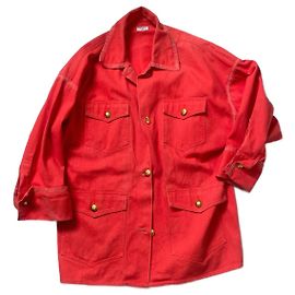 Giacca Chanel Rosso Corallo in Cotone Rosso