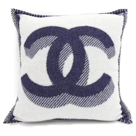 Chanel-Chanel Cashmere and Wool Cushion-White,Navy blue