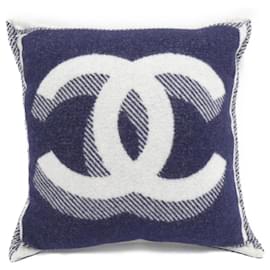 Chanel-Chanel Cashmere and Wool Cushion-White,Navy blue