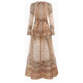 Zimmermann Matchmaker Kleid Beige Seide Leinen Beige