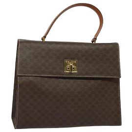 Céline Sac à main en toile Macadam CELINE en cuir PVC marron doré Auth 128609 Marron Doré