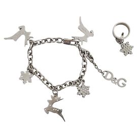 Dolce & Gabbana Set aus silbernem Armband und Ring Silber
