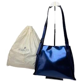 Givenchy-Vintage Givenchy Patent Leather Bag Blue-Blue