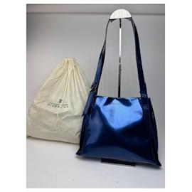 Givenchy-Vintage Givenchy Patent Leather Bag Blue-Blue