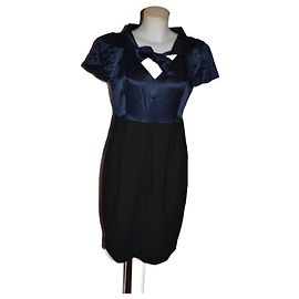 Vestido Lk Bennett de seda e lã preto azul Preto Azul