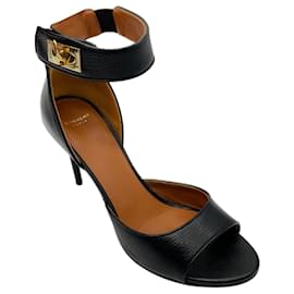Givenchy-Givenchy Black Grained Leather Ankle Strap Sandals-Black