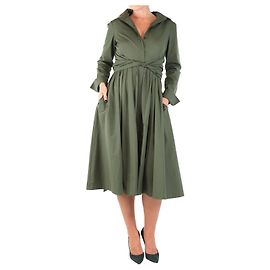 Carolina Herrera Khaki Midi-Kleid mit Taillengürtel - Größe UK 12 Grün