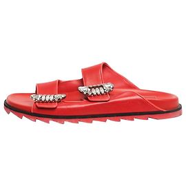 Roger Vivier Rote Diamant-Schnallen-Slides - Größe EU 37 Rot