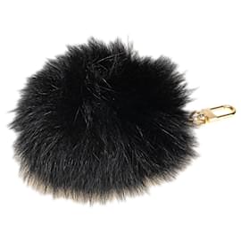 Louis Vuitton-Louis Vuitton Black Fox Fur Fuzzy Bubble Bag Charm-Black