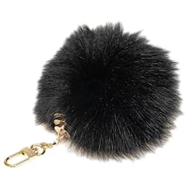Louis Vuitton-Louis Vuitton Black Fox Fur Fuzzy Bubble Bag Charm-Black