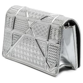 Dior-Dior Silver Baby Metallic Patent Microcannage Diorama Flap-Silvery