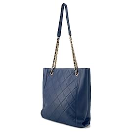 Chanel-Chanel Matelasse Coco Mark Small Tote Bag-Navy blue